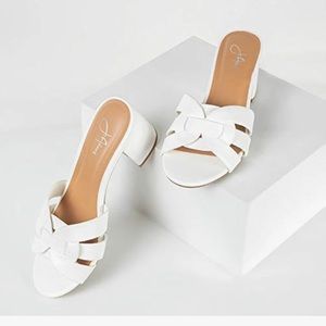 NEW! Women’s white slip on sandals- size 8